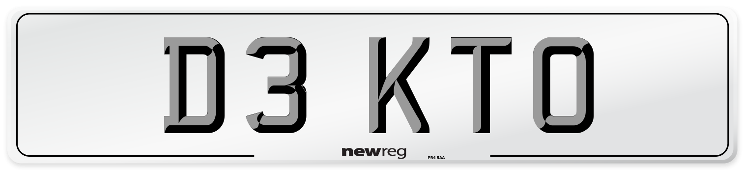 D3 KTO Number Plate from New Reg